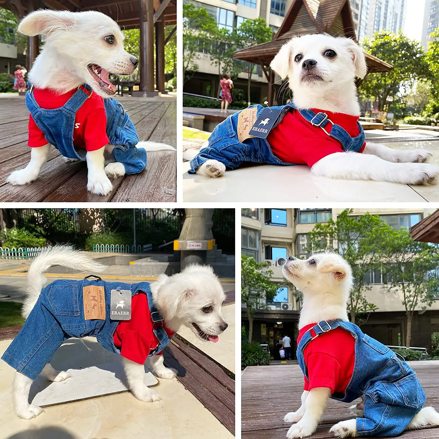 Macacão Jeans para Cães Pequenos e Médios de Tecido Macio - Imagem 3