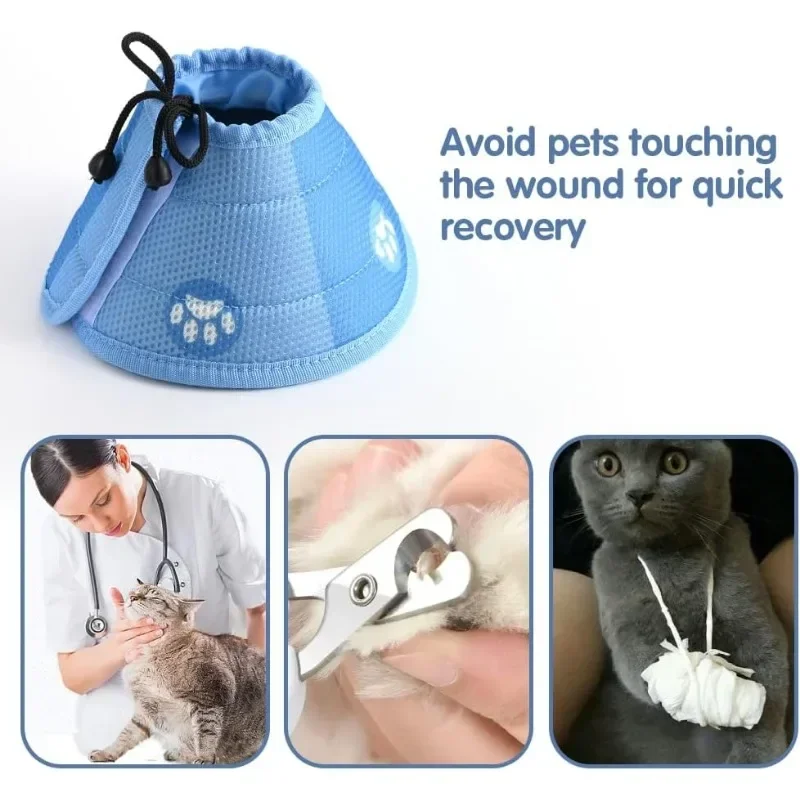 Coleira de Cone Protetora para Cães e Gatos Ajustável de Poliéster - Imagem 5