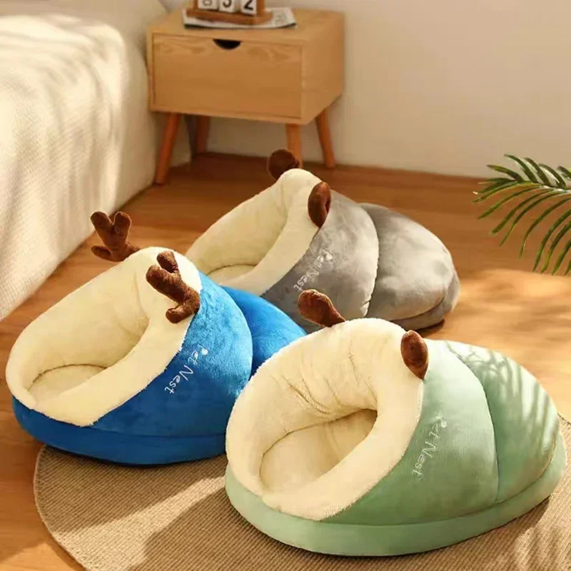 Cama Toca para Cães e Gatos de Fleece Lavável com Formato de Chinelo - Image 5