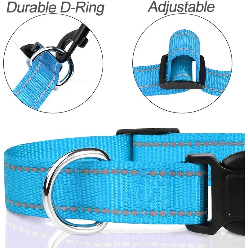 Coleira Refletiva para Cães de Nylon com Fivela de Engate Rápido - Imagem 4