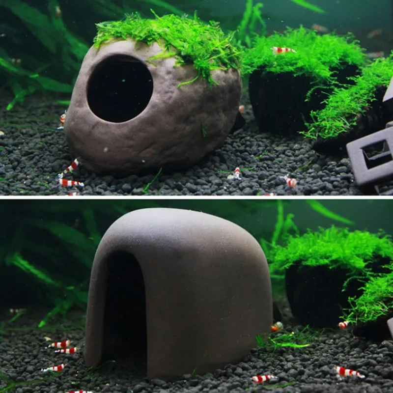 Decoração Aquário Abrigo para Peixes e Camarões de Cerâmica Marrom - Image 6