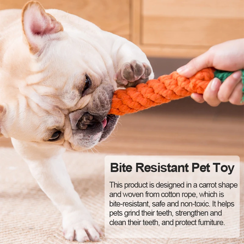 Brinquedo de Corda para Cães com Cenoura de Algodão 22 cm Resistente à Mordida - Image 4