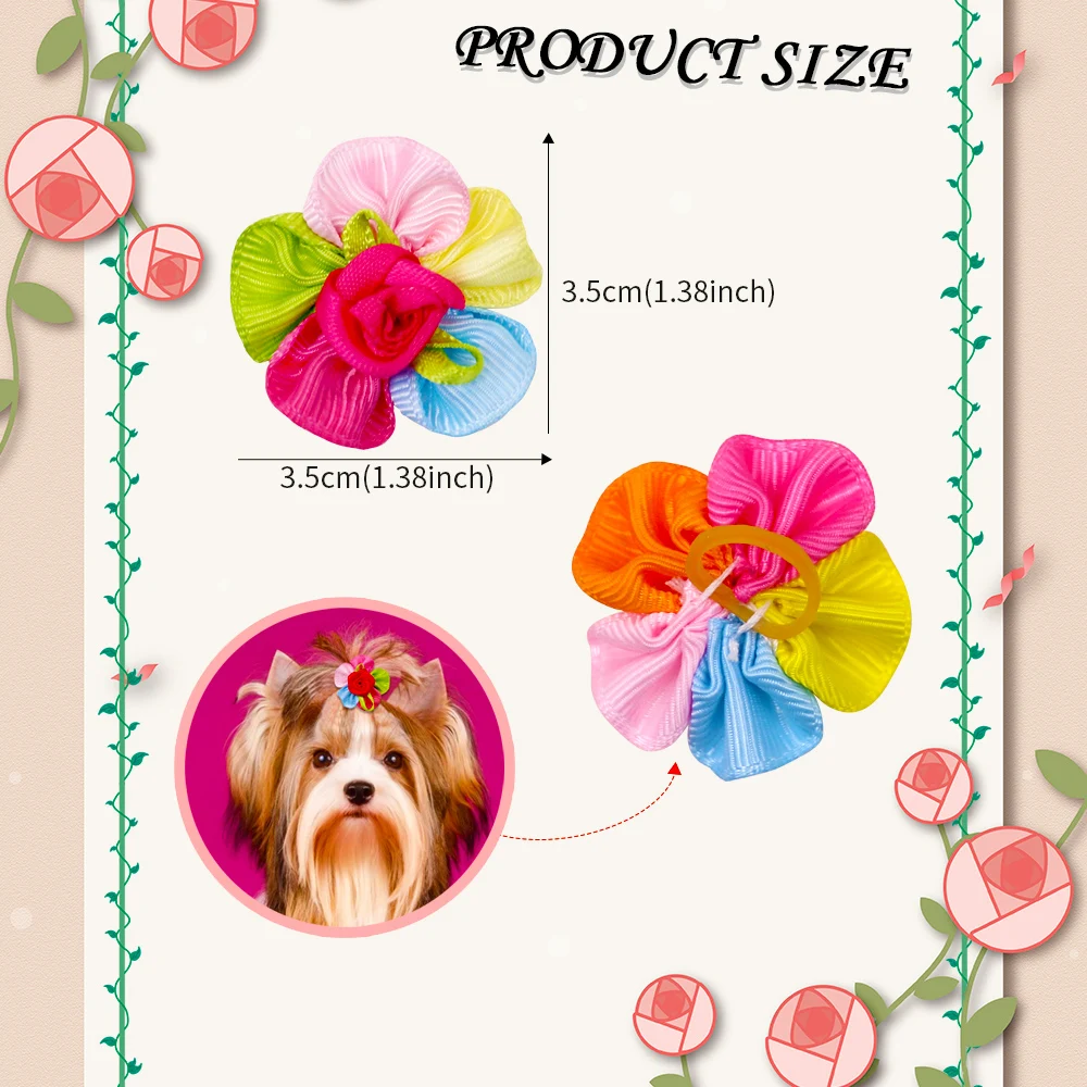 20 Laços de Cabelo Artesanais para Cães Pequenos com Flores - Imagem 3