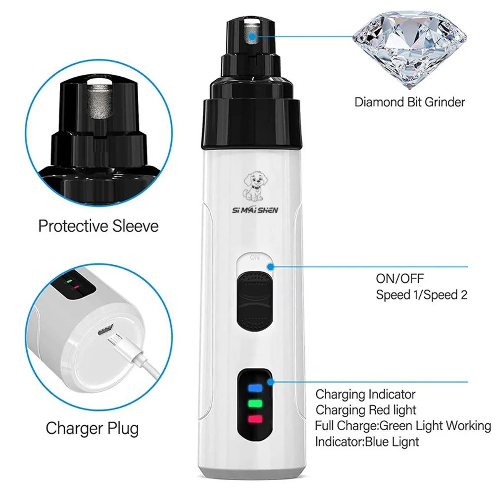 Moedor de Unhas para Cães e Gatos Recarregável USB Baixo Ruído - Imagem 4