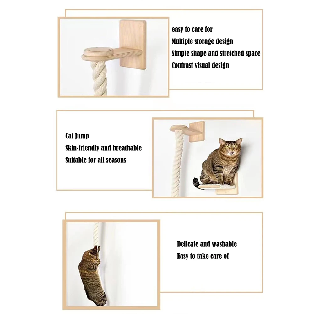 Árvore de Gato 150 cm de Sisal e Madeira para Montar na Parede - Imagem 4