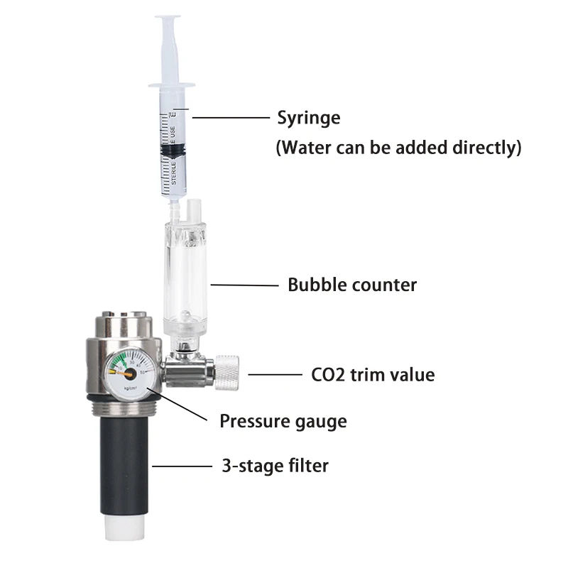 Gerador de CO2 para Aquário de Aço Inoxidável 1L com Medidor de Bolhas - Image 3