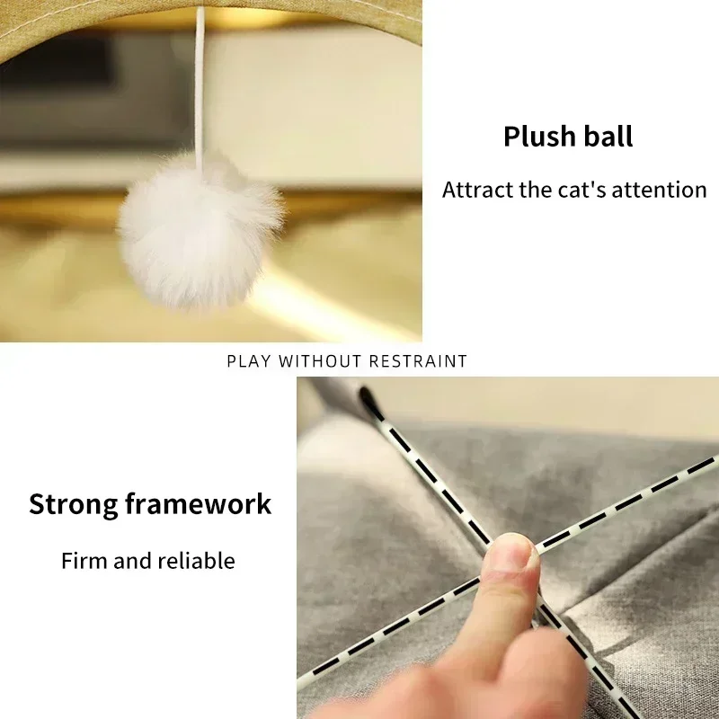Cama Toca para Gatos e Cães Pequenos de Lã com Fundo Antiderrapante - Imagem 4