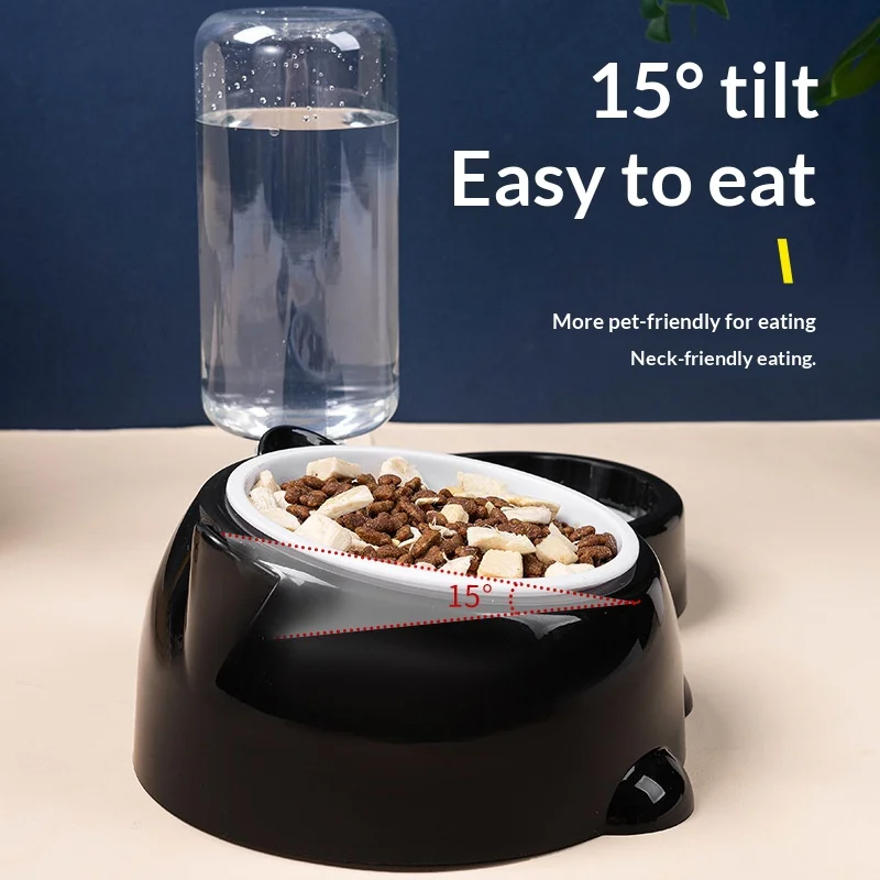 Tigela Dupla para Gatos e Cães com Comedouro Lento e Bebedouro Automático - Imagem 3