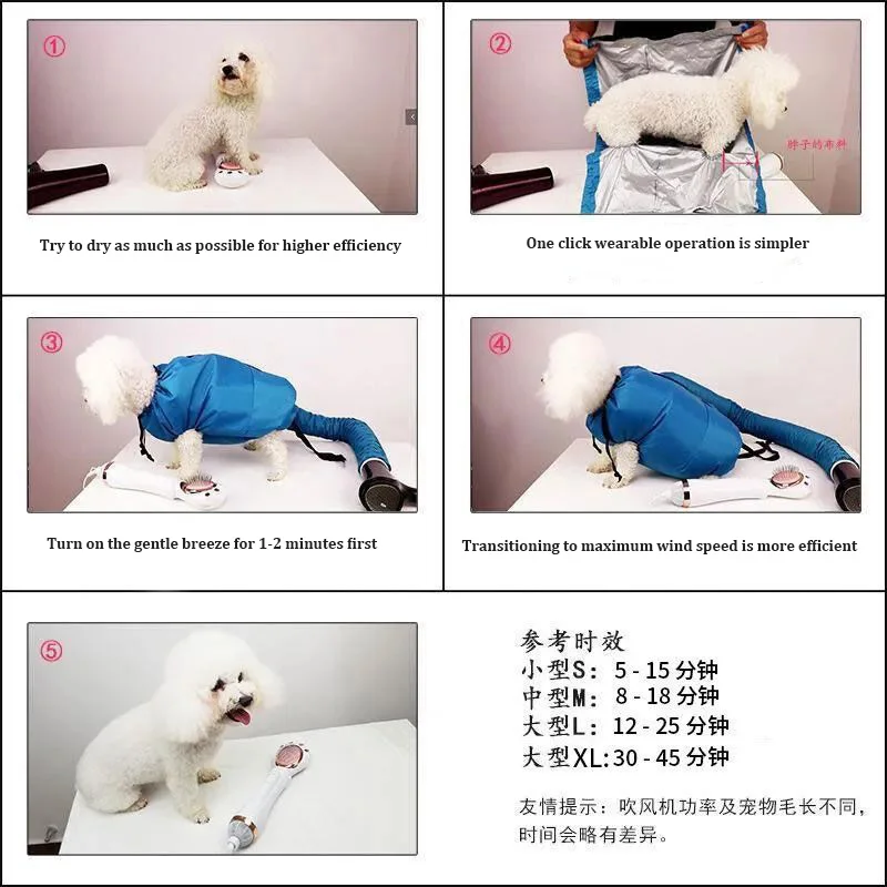 Saco de Secagem para Cães e Gatos Tamanho M para Banho Pós-Secagem Rápida - Imagem 5