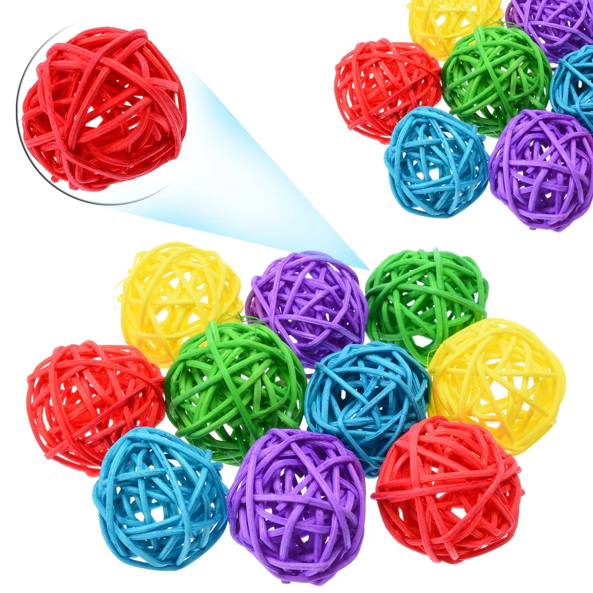 Brinquedo de Rattan para Pássaros e Roedores 3 cm 10 Unidades para Bicar e Roer - Imagem 6