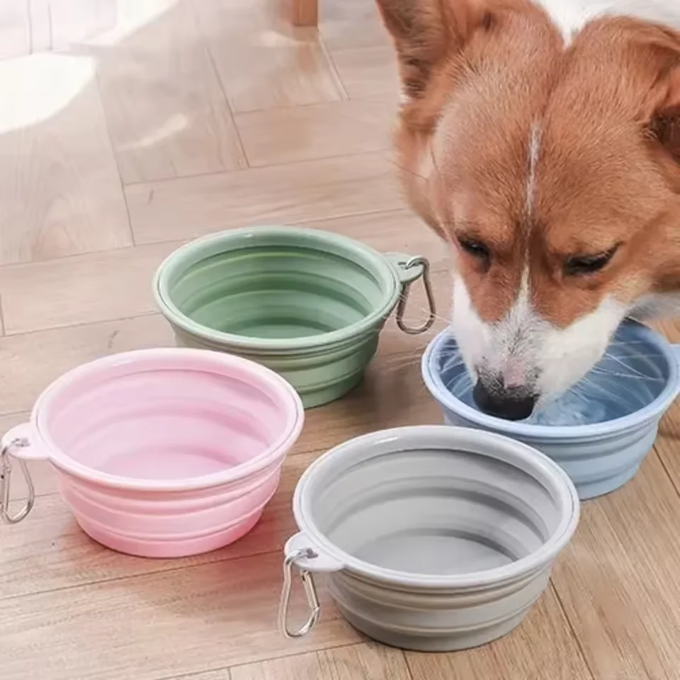 tigela dobrável de silicone para cães e gatos