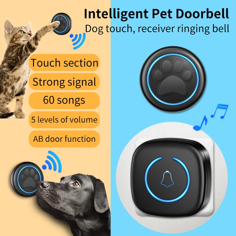 Campainha de Toque para Cães e Gatos Sem Fio com Alcance de 300m - Imagem 2