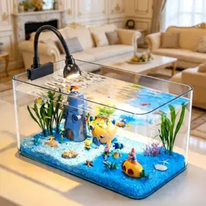 aquário de mesa trapezoidal para peixes