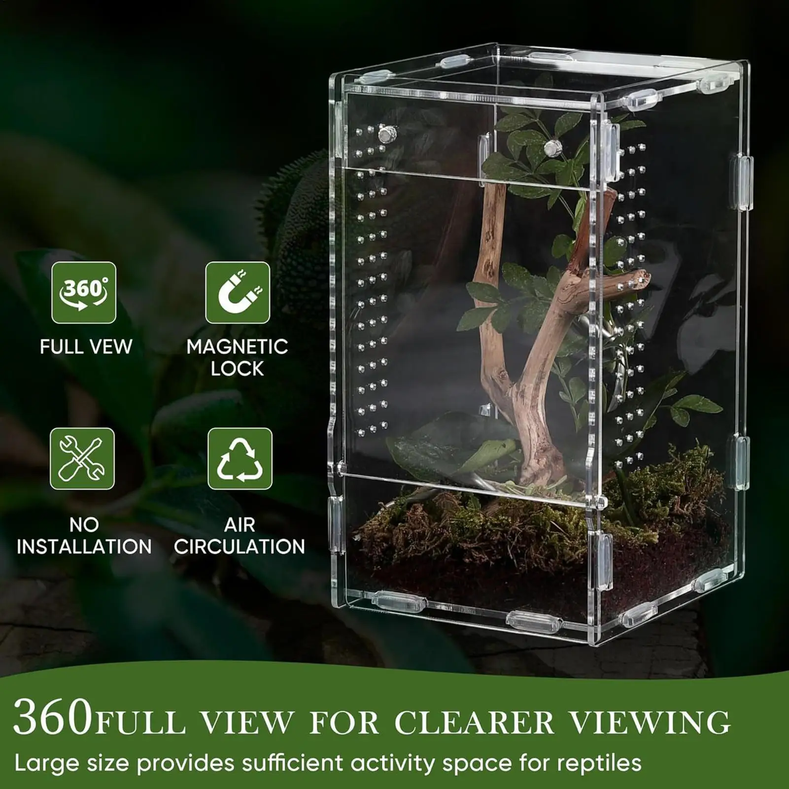Terrário para Répteis Acrílico com Abertura Frontal Magnética - Imagem 4