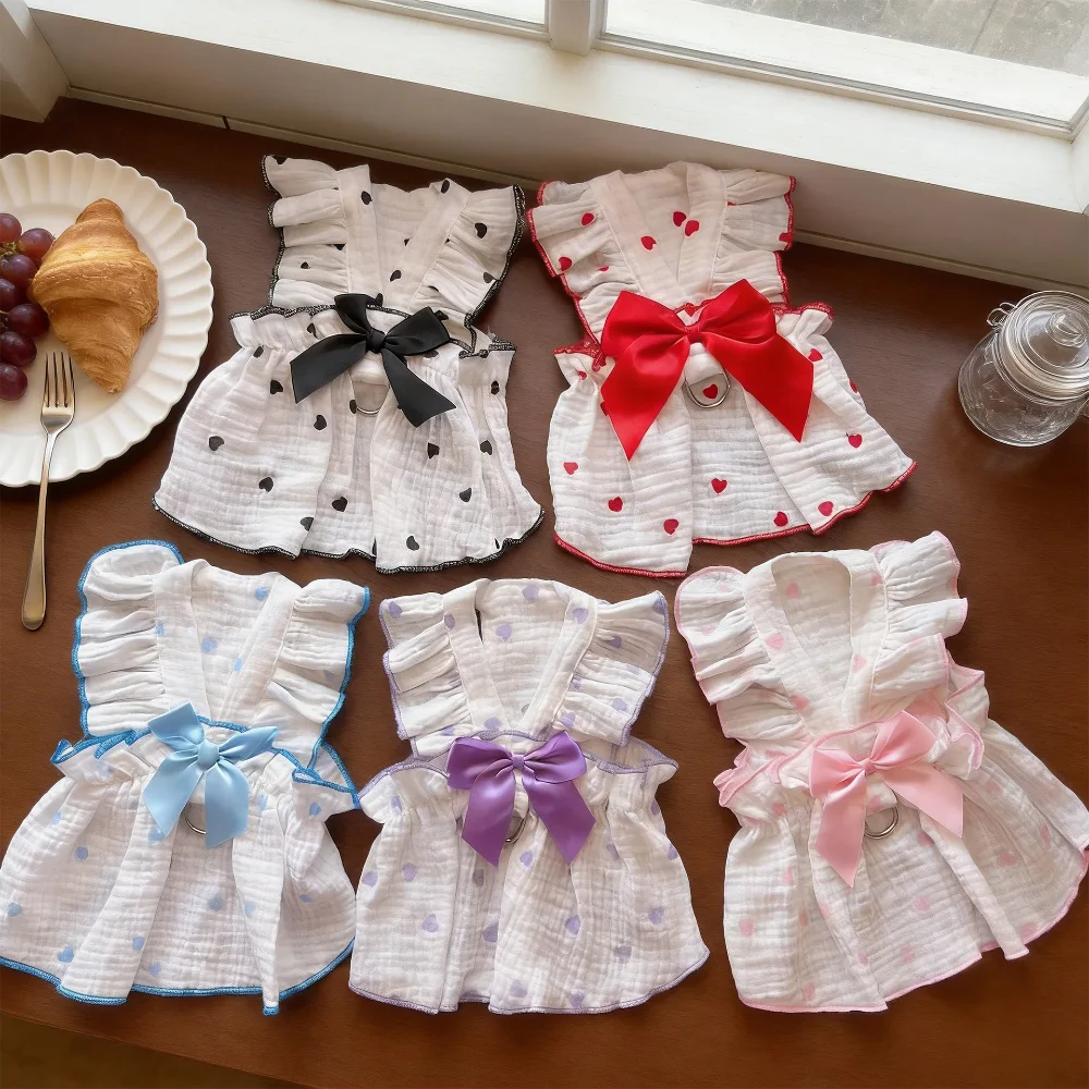 Vestido para Gatos e Cães Pequenos com Argola D para Guia e Anti-Queda de Pelos - Imagem 3