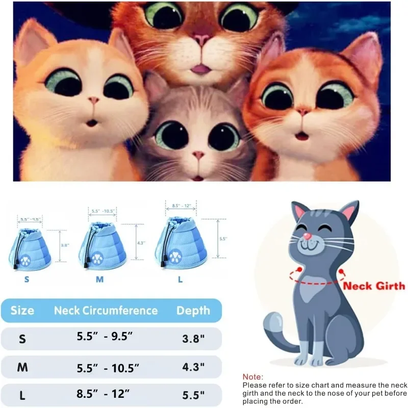 Colar de Recuperação para Gatos Ajustável e Leve com Fecho em Velcro - Imagem 6