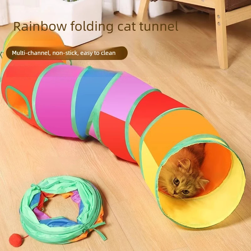 Túnel de Brincadeira para Gatos Dobrável Listrado com Armazenamento Fácil - Image 5