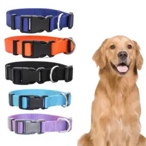 coleira de nylon ajustável para cães e gatos