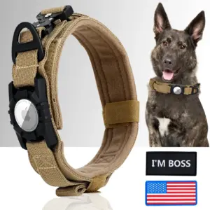 coleira tática para cães com suporte airtag