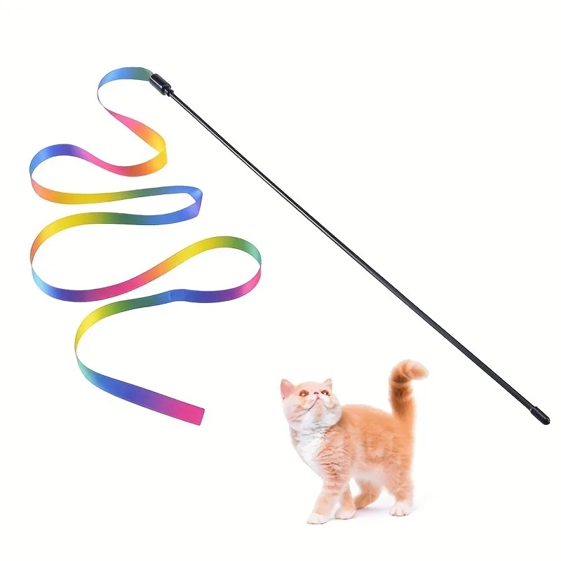 Brinquedo Varinha para Gatos com Fita Colorida e Bastão de 28 cm - Imagem 3