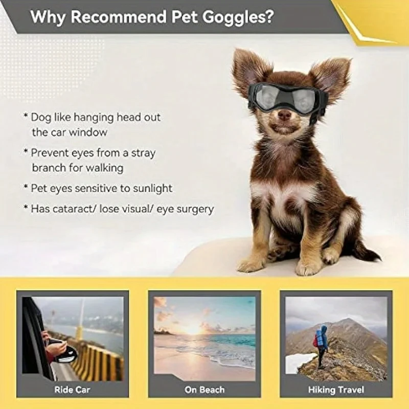 Óculos de Proteção UV para Cães Pequenos e Médios com Lente Curva - Imagem 5