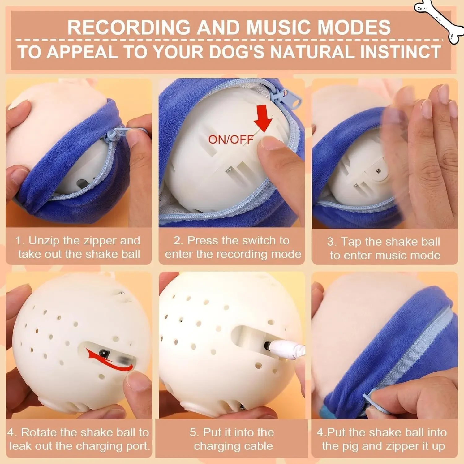 Brinquedo Interativo para Cães e Gatos de Pelúcia com Música Recarregável USB - Imagem 4