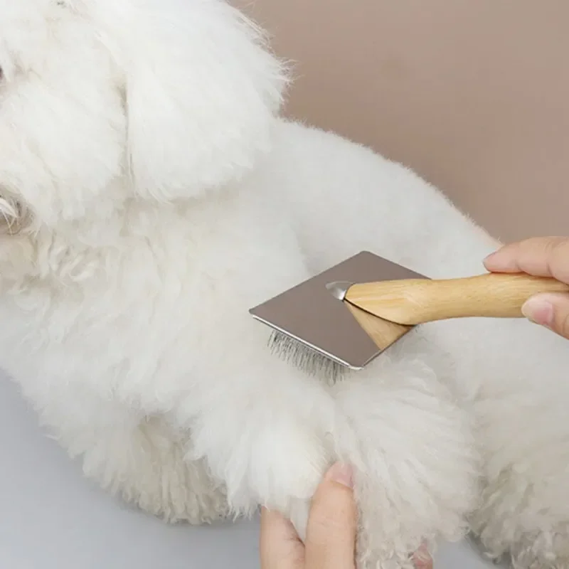 Pente para Cães e Gatos de Aço Inoxidável com Cabo de Madeira Sólida - Imagem 4