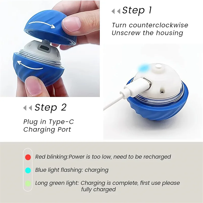 Brinquedo Bola Eletrônica para Cães e Gatos USB Recarregável 5,2 cm - Imagem 6