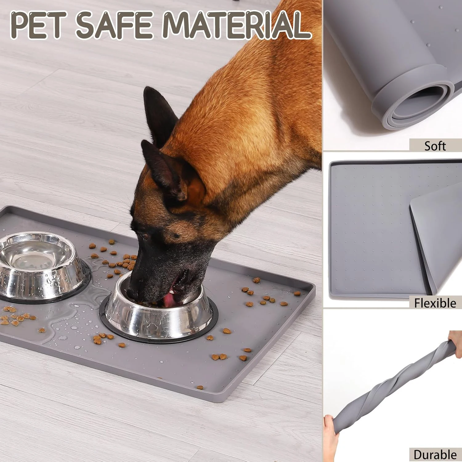 Tapete de Silicone para Comida de Gato e Cães com Borda Antiderrapante - Imagem 5