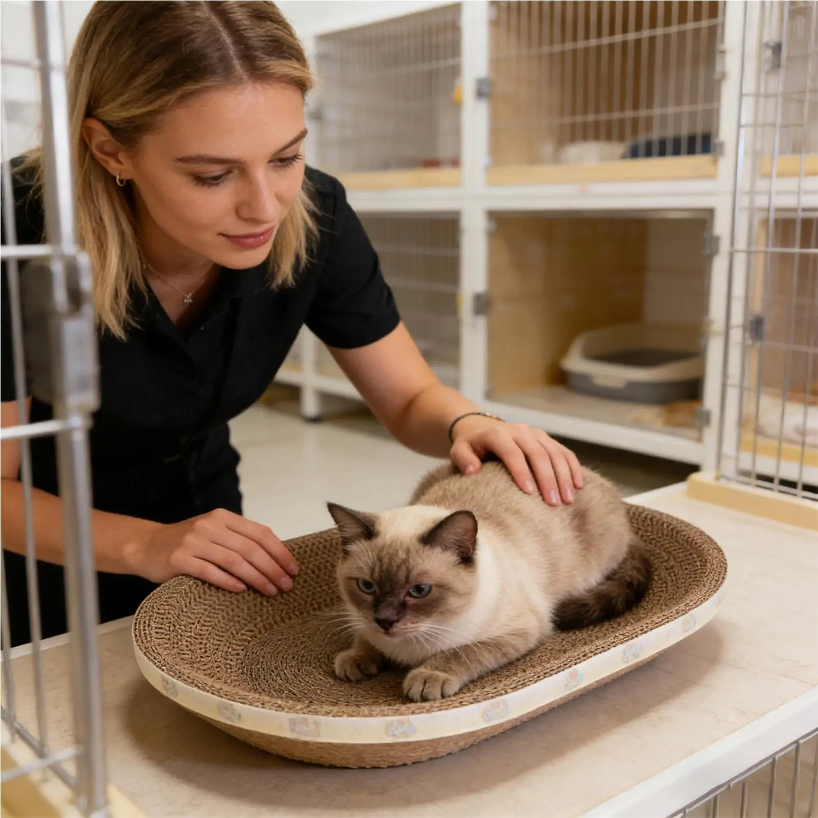 Arranhador de Papelão para Gatos Oval com Cama Integrada - Imagem 6