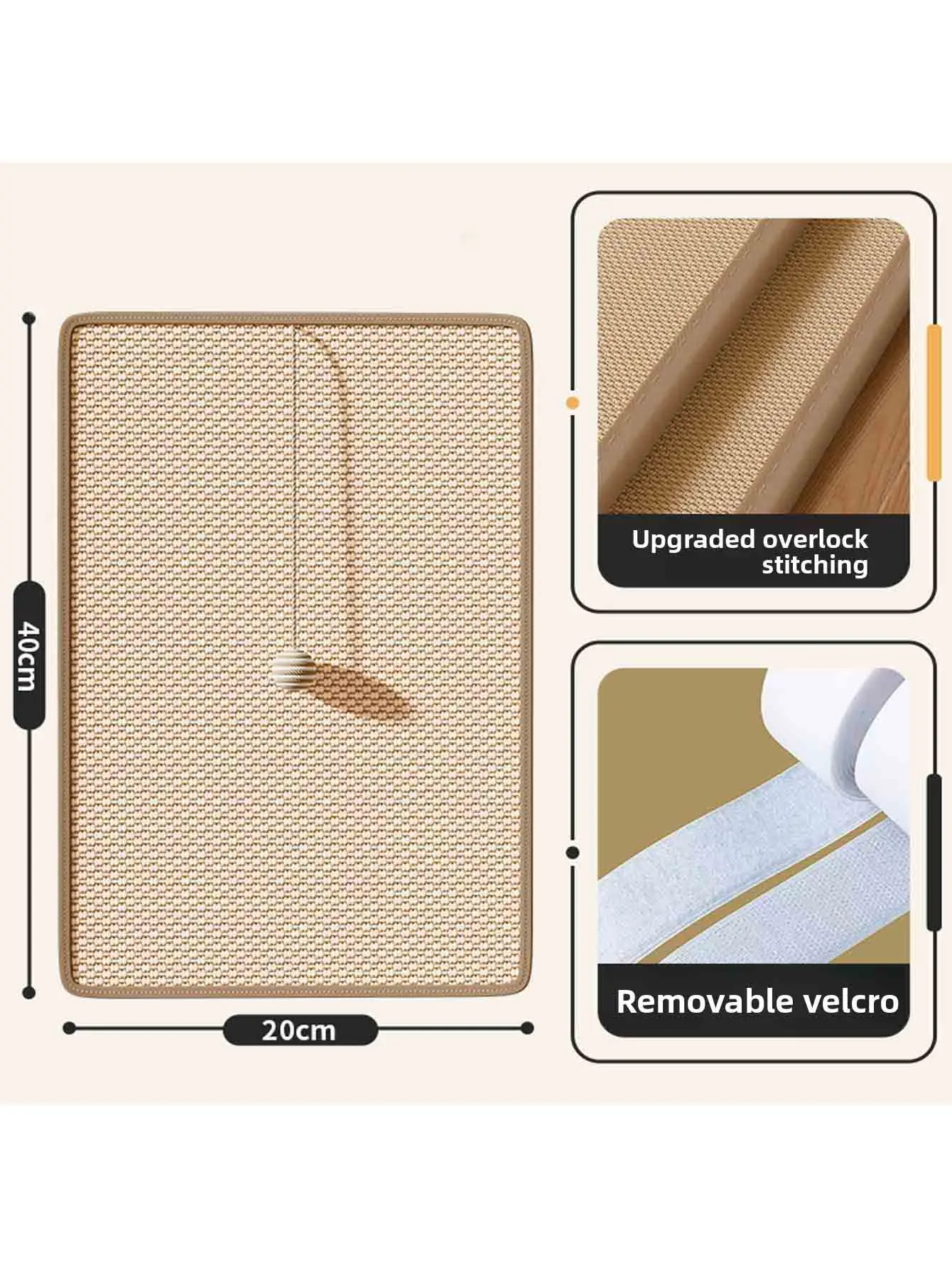Arranhador de Sisal para Gatos com Bola Suspensa e Proteção de Móveis - Image 3