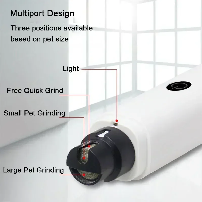 Moedor de Unhas para Cães e Gatos Recarregável USB com Luz LED - Imagem 2