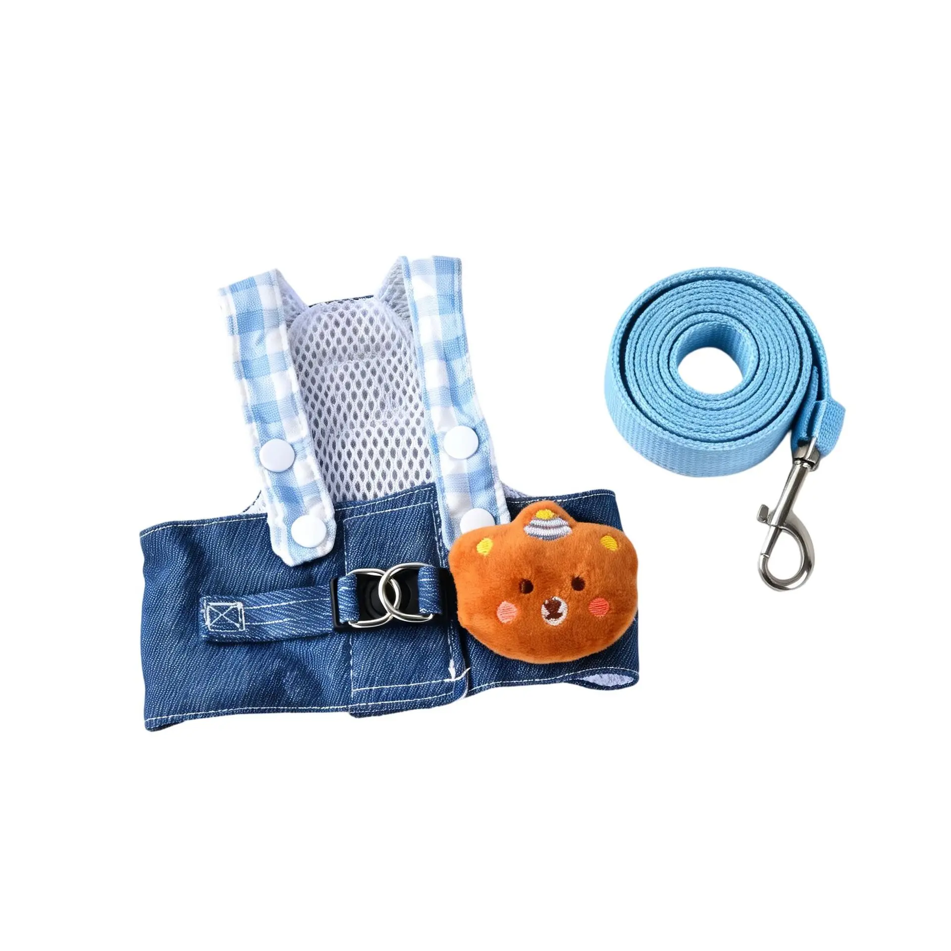 Colete Jeans para Cães e Gatos Pequenos com Chapéu de Sol - Imagem 6