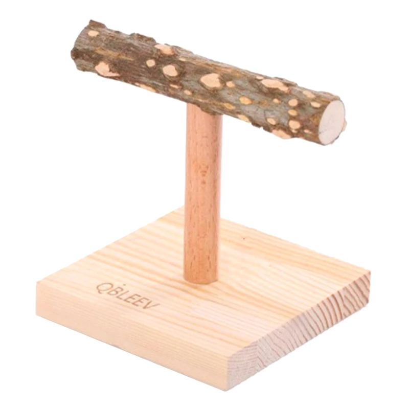 Poleiro de Mesa para Pássaros de Madeira Natural com Base 10x10 cm - Imagem 2