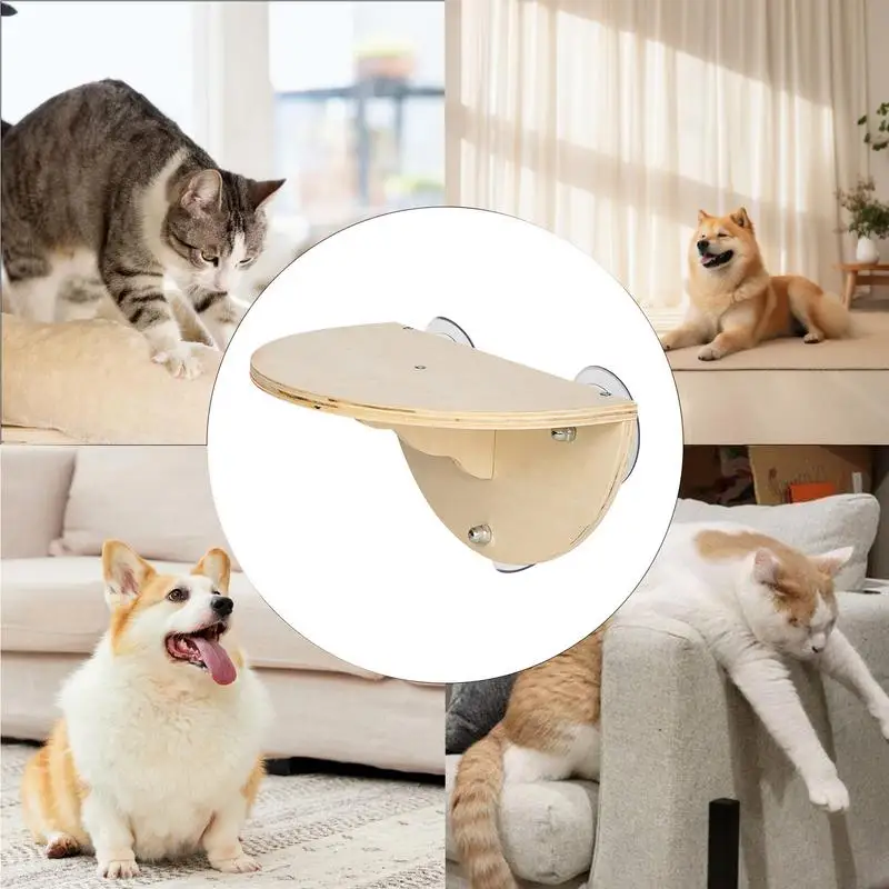 Poleiro para Gatos de Madeira para Janela com 3 Ventosas - Imagem 4