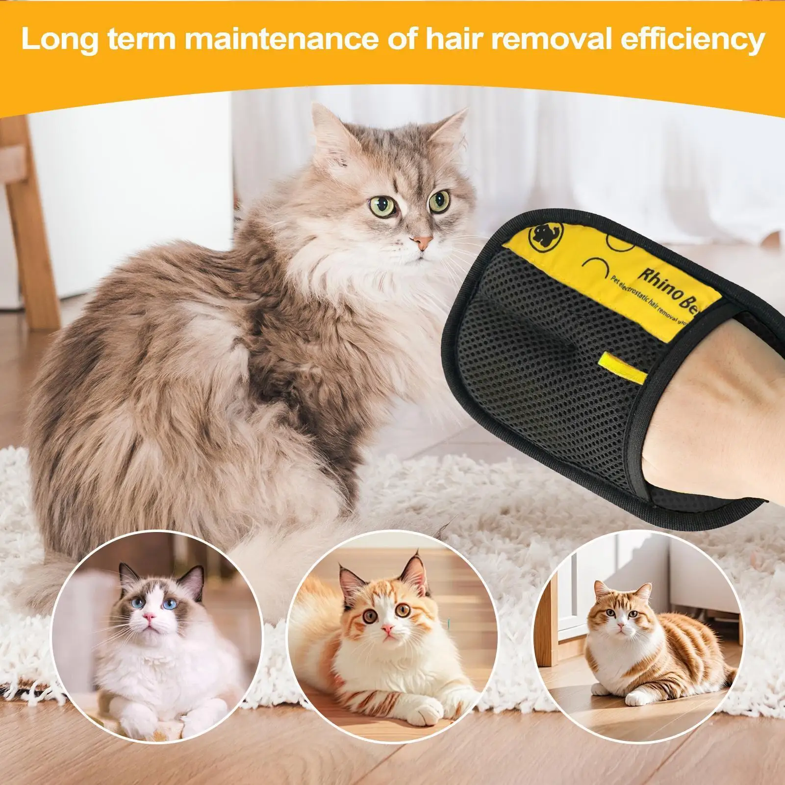 Luva Removedora de Pelos para Cães e Gatos Dupla Face Reutilizável - Imagem 2