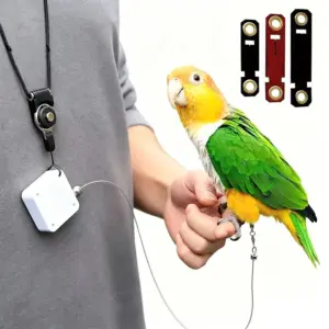coleira retrátil para pássaros