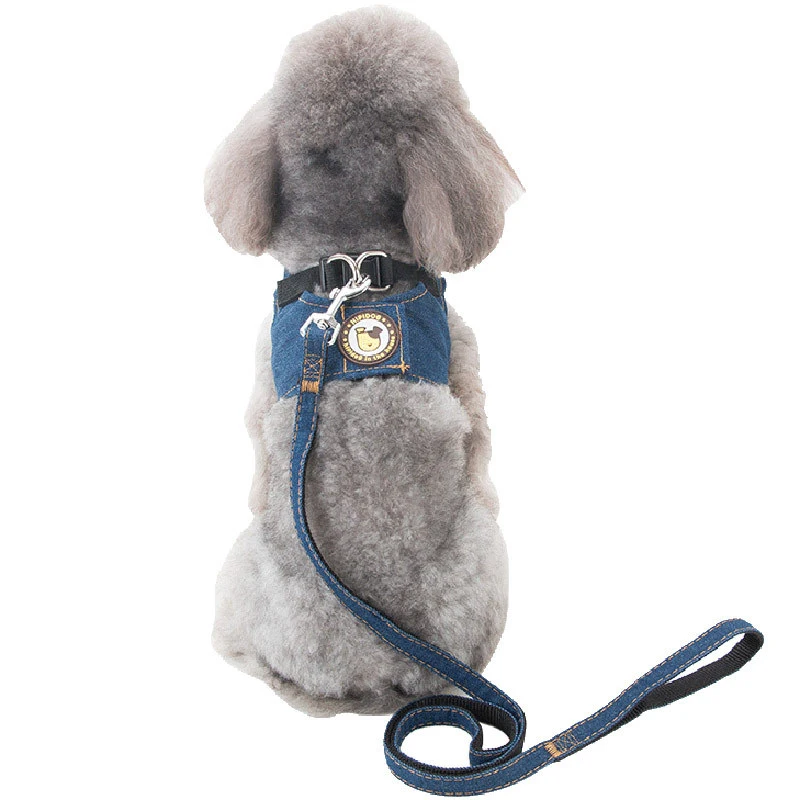Coleira Peitoral para Cães e Gatos de Jeans Respirável Macio - Imagem 3