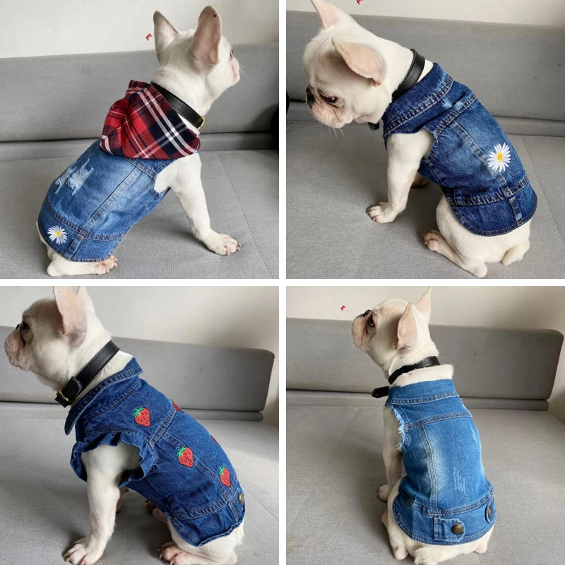 Colete Jeans para Cães Pequenos de Denim Lavável - Image 5