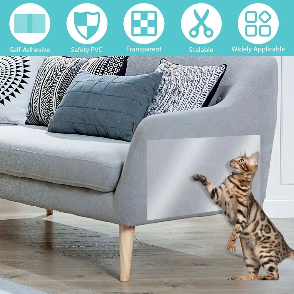Fita Anti-Arranhões para Gatos de PVC Transparente 20 cm x 100 cm - Imagem 2