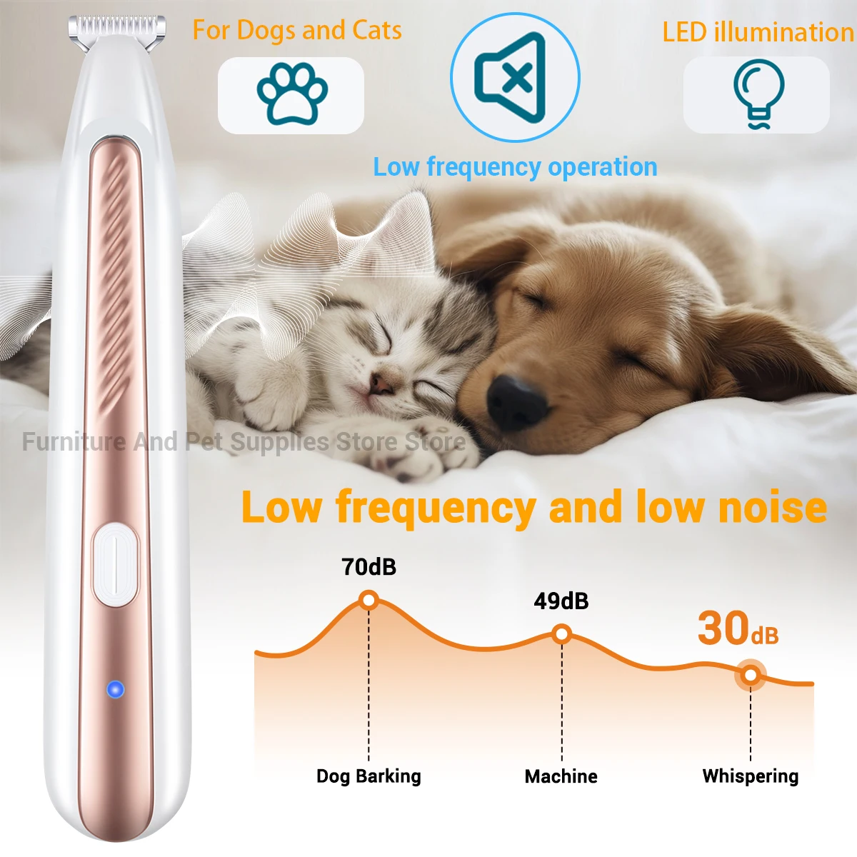 Aparador de Pelos para Patas de Cães e Gatos com LED e Lâmina de 18 mm - Imagem 4