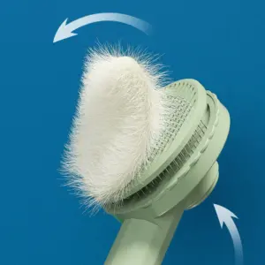 escova de aço inoxidável autolimpante para cães e gatos
