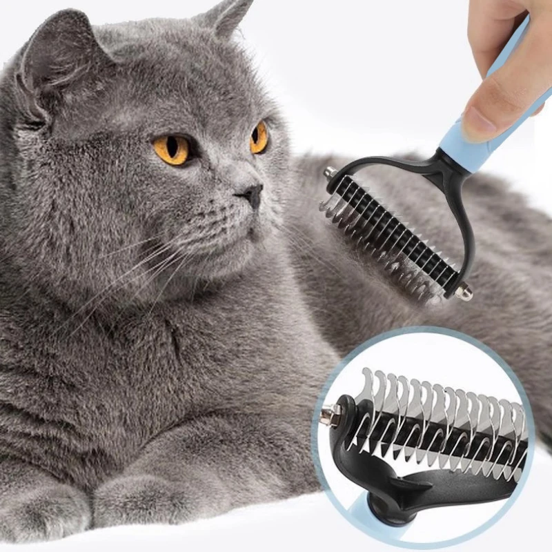 Escova para Cães e Gatos de Aço Inoxidável Dupla Face Remove Nós - Imagem 3