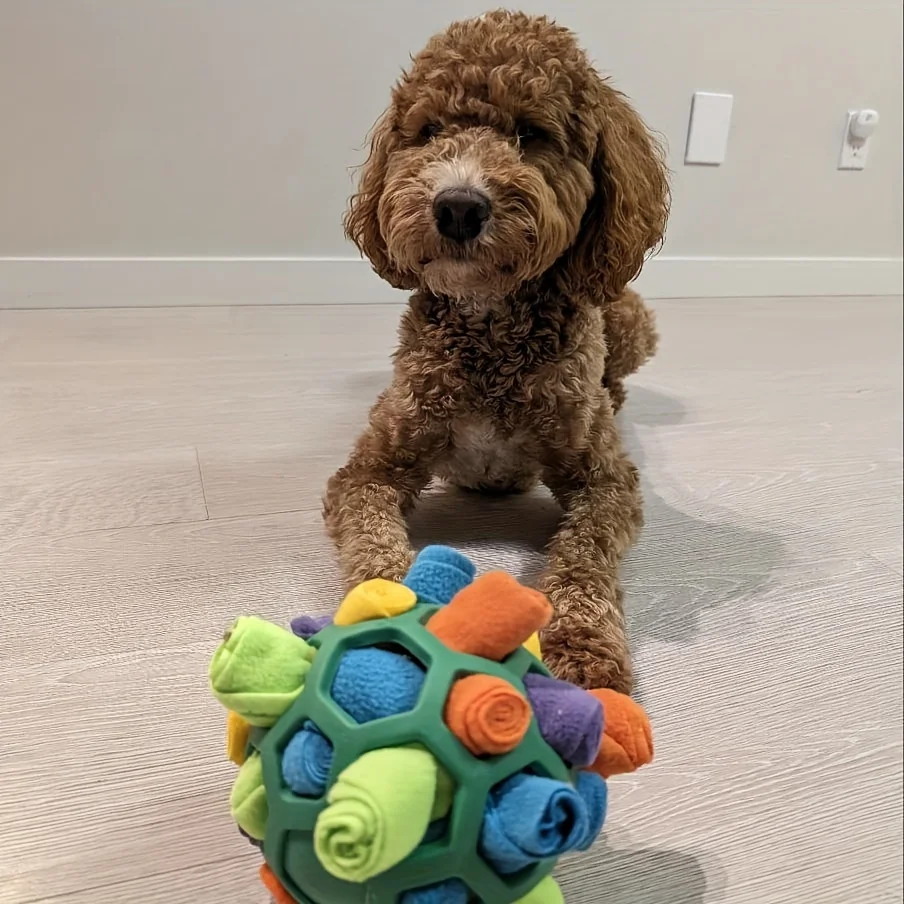 Brinquedo Bola Olfativa para Cães de Borracha com Comida Escondida - Imagem 3