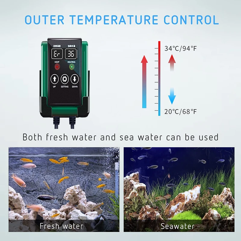 Aquecedor Submersível para Aquário com Display LCD e Temperatura Ajustável - Imagem 5