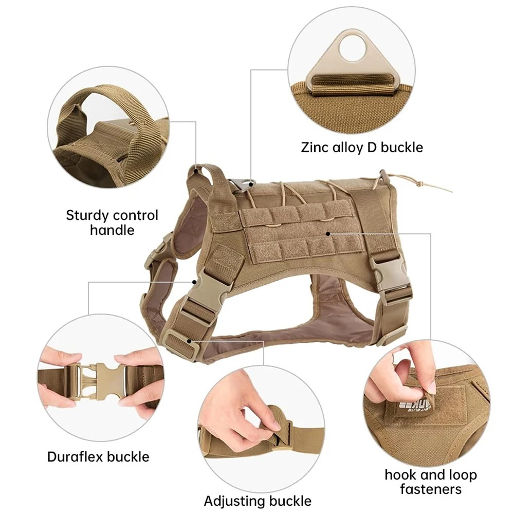 Colete Tático para Cães Grandes de Nylon com Fivela de Liberação Rápida - Image 4