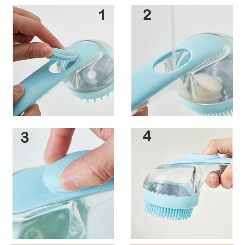 Escova de Banho para Cães e Gatos de Silicone com Cabo Longo - Imagem 3