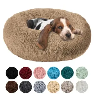 cama redonda para cães e gatos de pelúcia