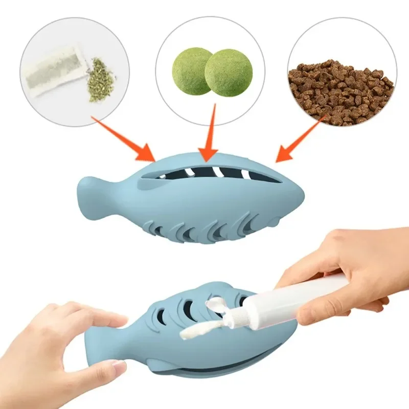 Brinquedo para Gatos Peixe Silicone com Dispensador de Petiscos - Imagem 3