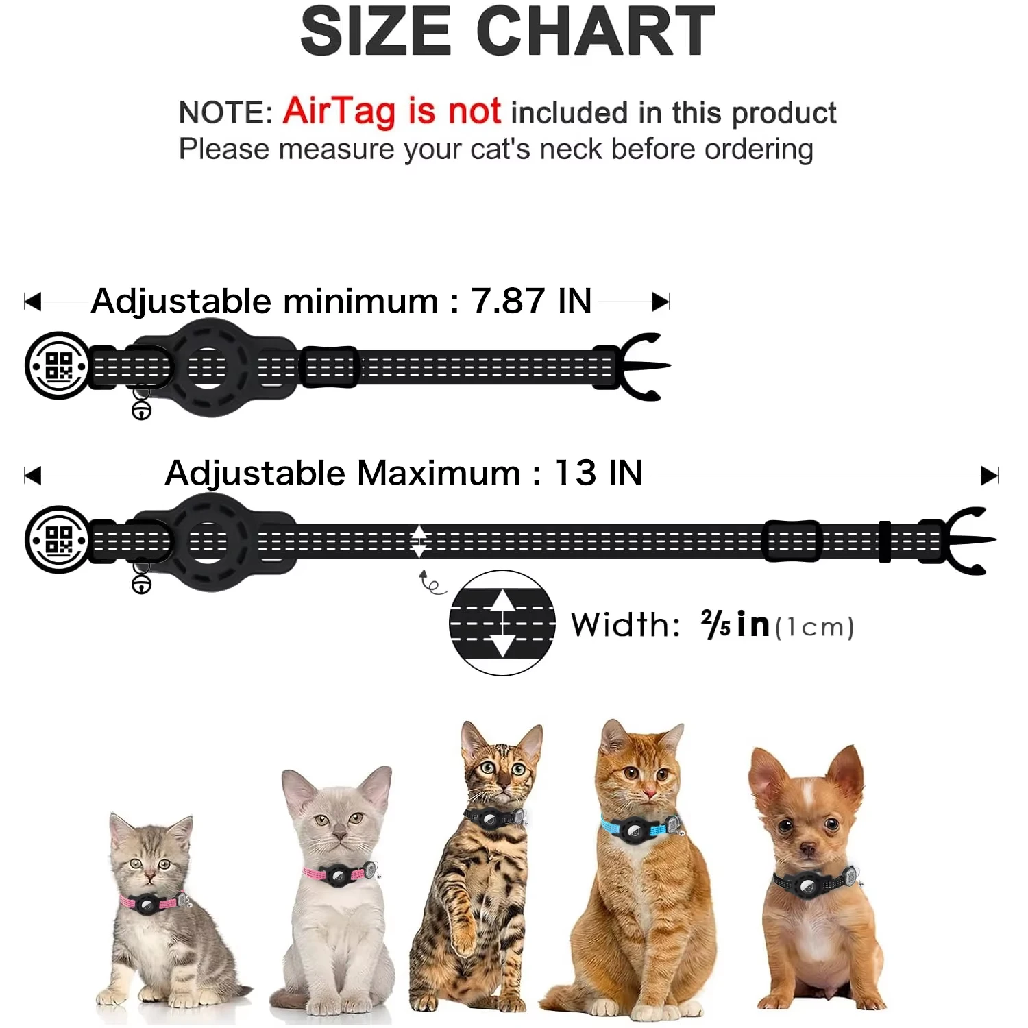 Coleira para Gatos com Suporte AirTag e QR Code Refletiva - Imagem 2